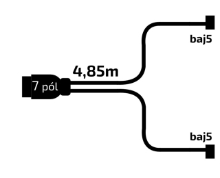 Kabeláž  4,85 m/7-pól. zástrčka, bez předních vývodů, baj5, Jokon