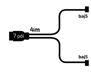 Kabeláž  4 m/7-pól. zástrčka, bez předních vývodů, baj5, VAPP (Jokon komp.)